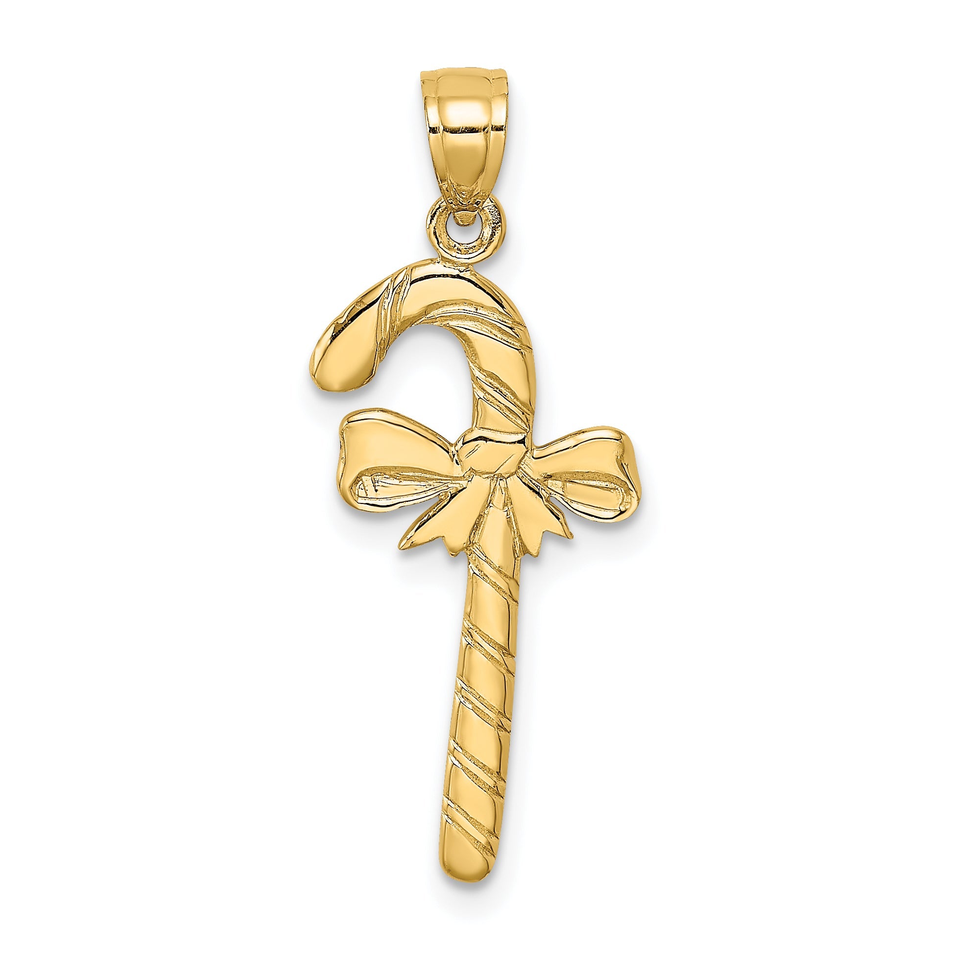 10K Yellow Gold 10K Solid Polished Candy Cane Pendant