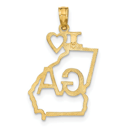 10K Yellow Gold 10K Solid Georgia State Pendant