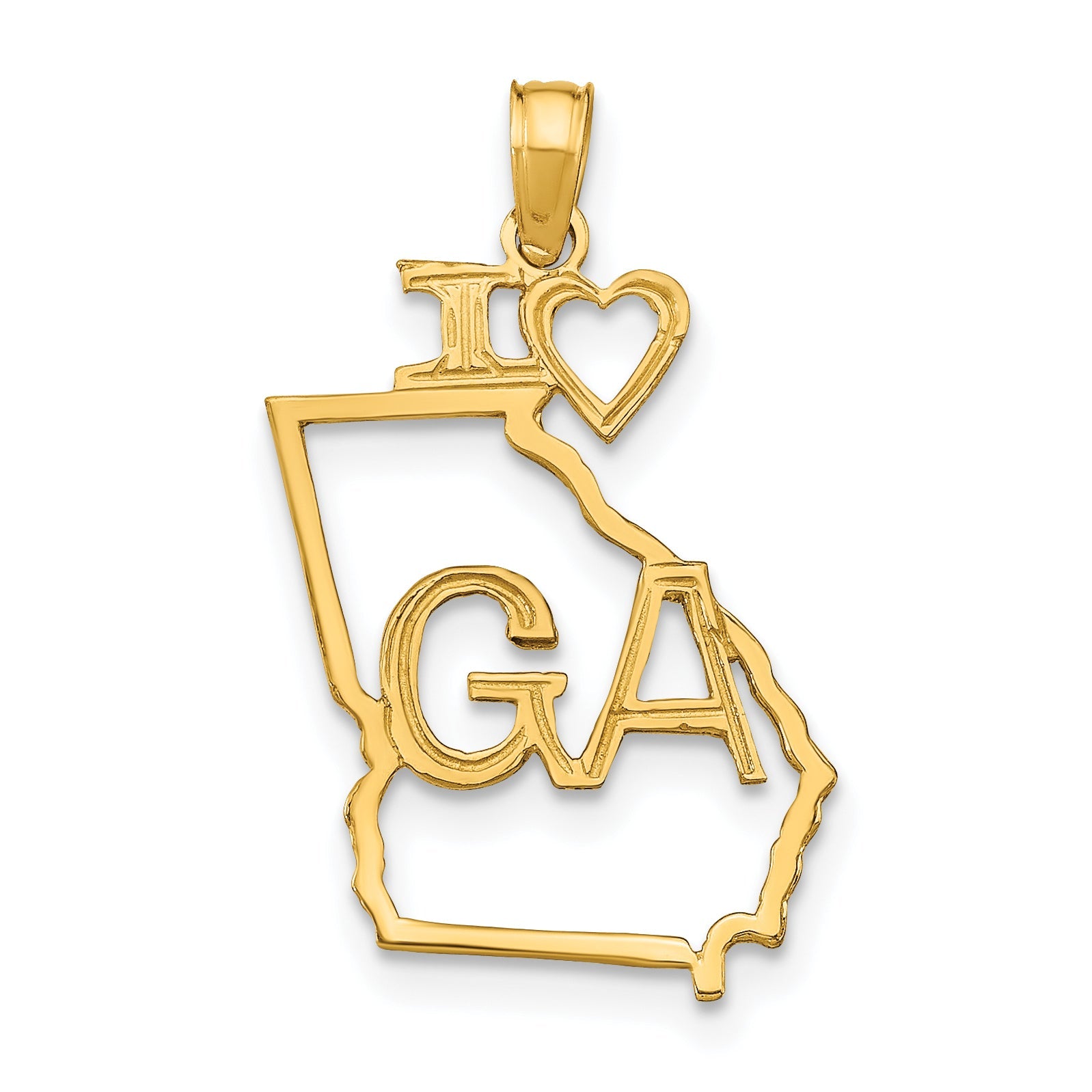 10K Yellow Gold 10K Solid Georgia State Pendant