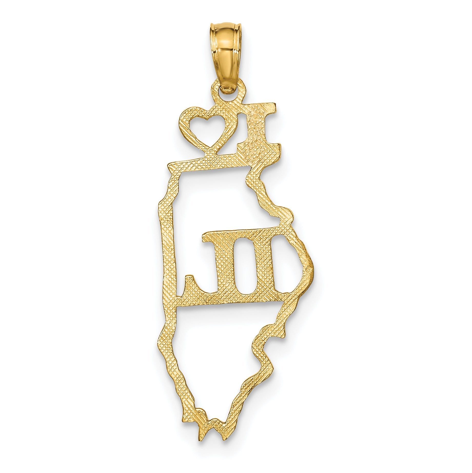 10K Yellow Gold 10K Solid Illinois State Pendant