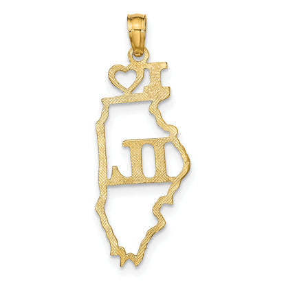 10K Yellow Gold 10K Solid Illinois State Pendant