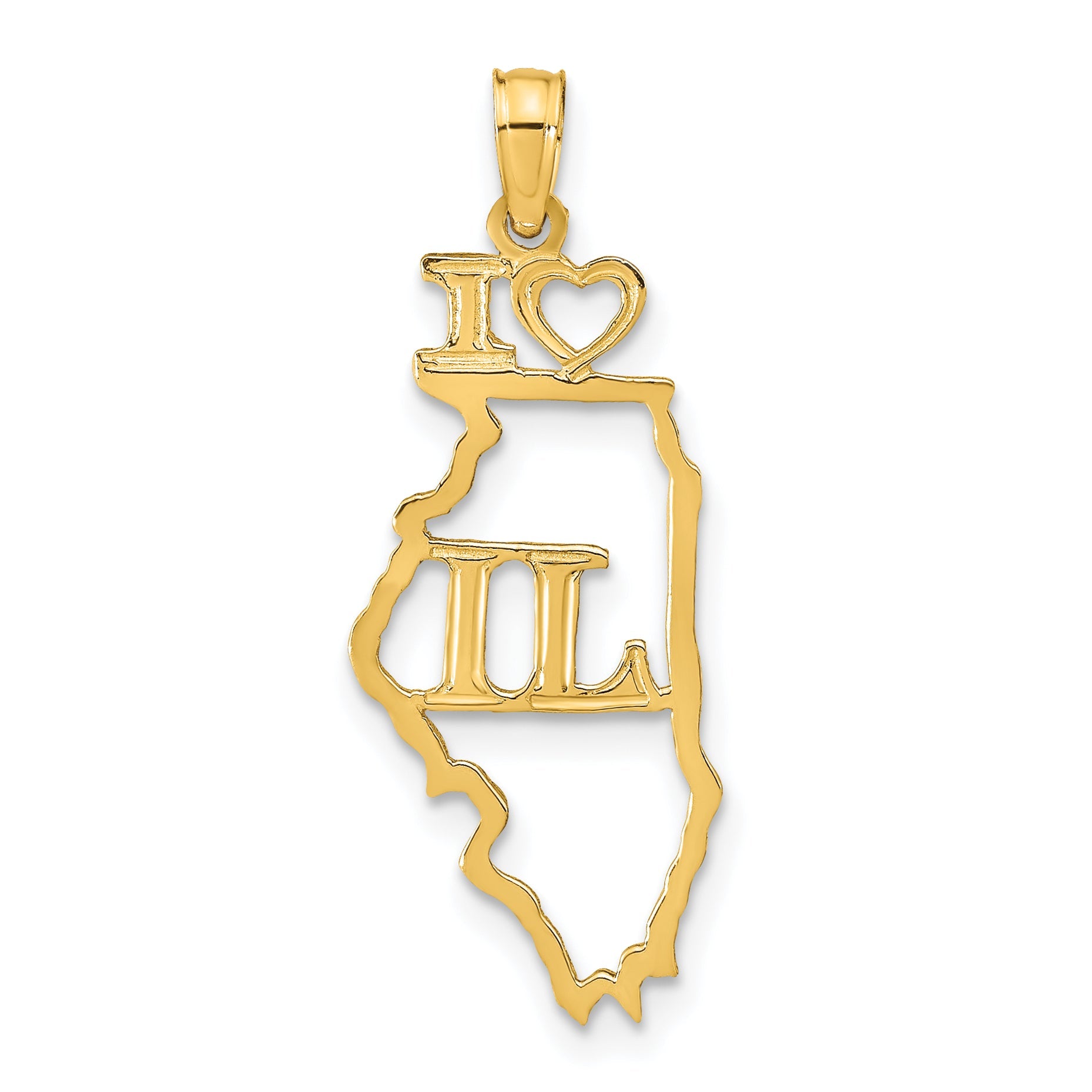10K Yellow Gold 10K Solid Illinois State Pendant