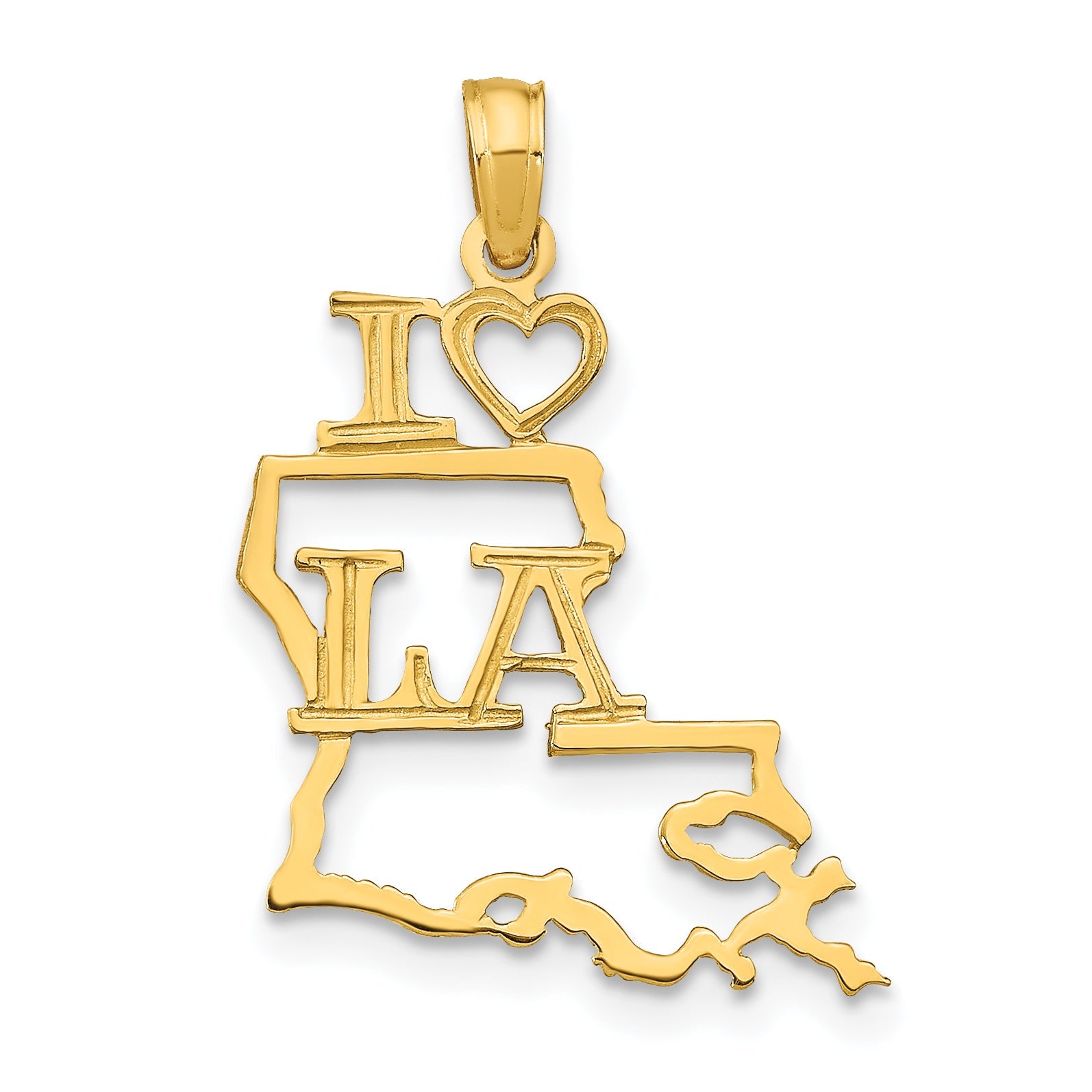 10K Yellow Gold 10K Solid Louisiana State Pendant