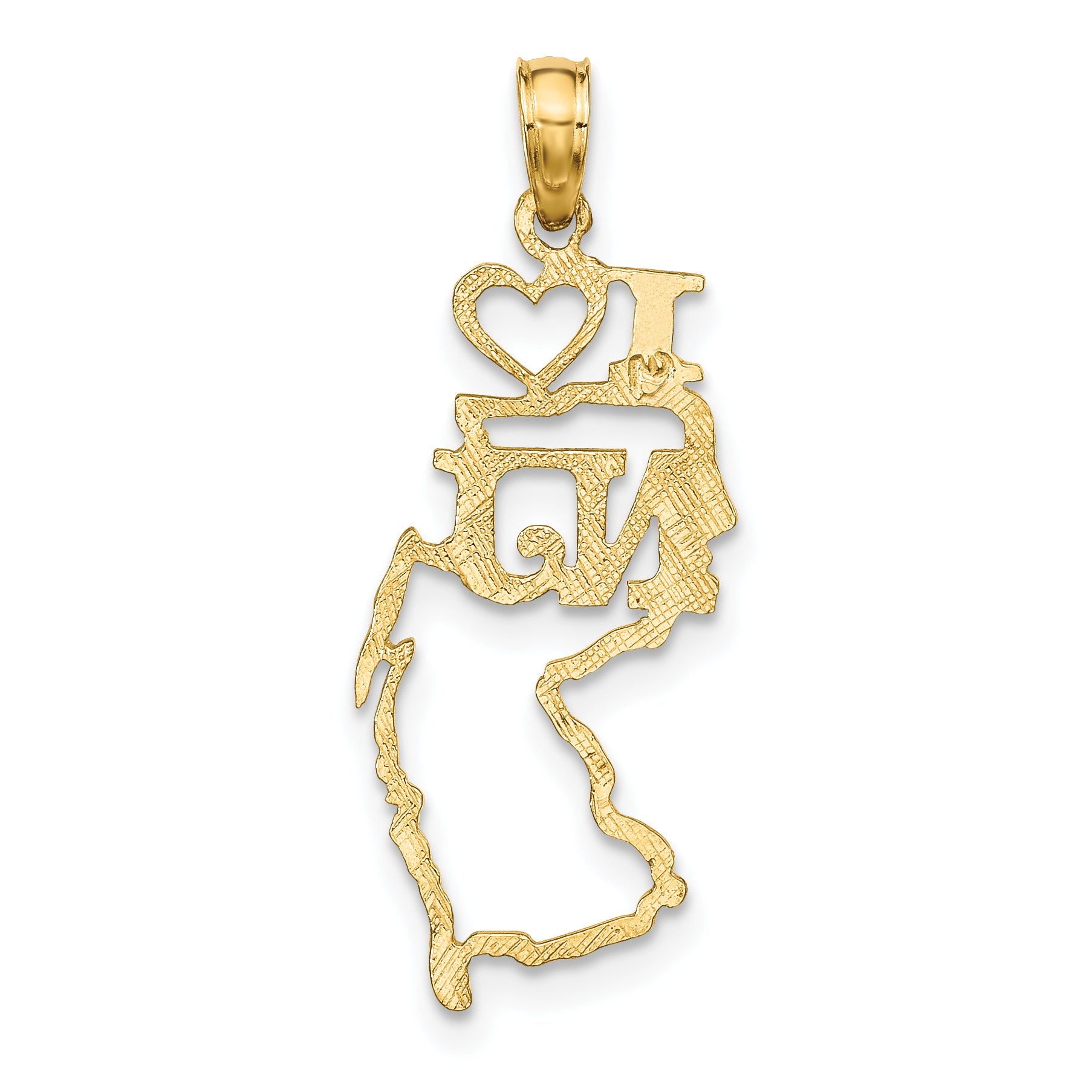 10K Yellow Gold 10K Solid New Jersey State Pendant
