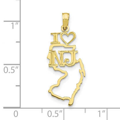 10K Yellow Gold 10K Solid New Jersey State Pendant