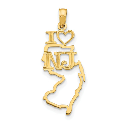10K Yellow Gold 10K Solid New Jersey State Pendant