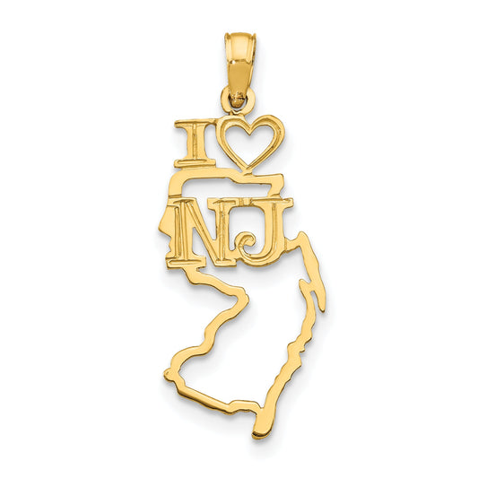 10K Yellow Gold 10K Solid New Jersey State Pendant