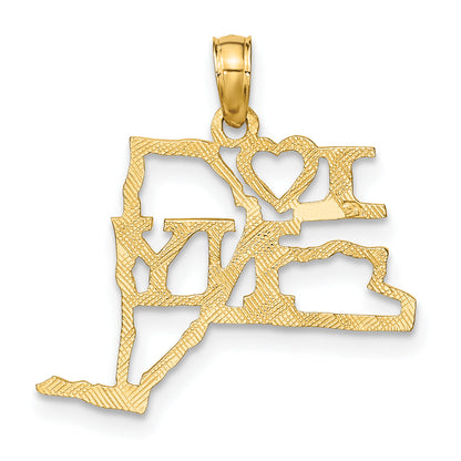 10K Yellow Gold 10K Solid New York State Pendant