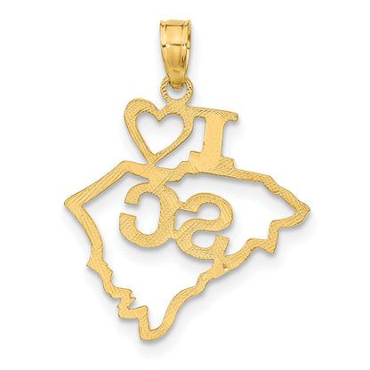 10K Yellow Gold 10K Solid South Carolina State Pendant