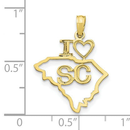 10K Yellow Gold 10K Solid South Carolina State Pendant