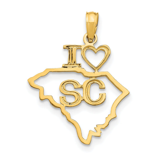 10K Yellow Gold 10K Solid South Carolina State Pendant