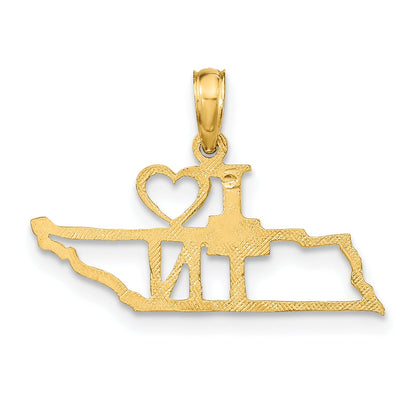 10K Yellow Gold 10K Solid Tennessee State Pendant