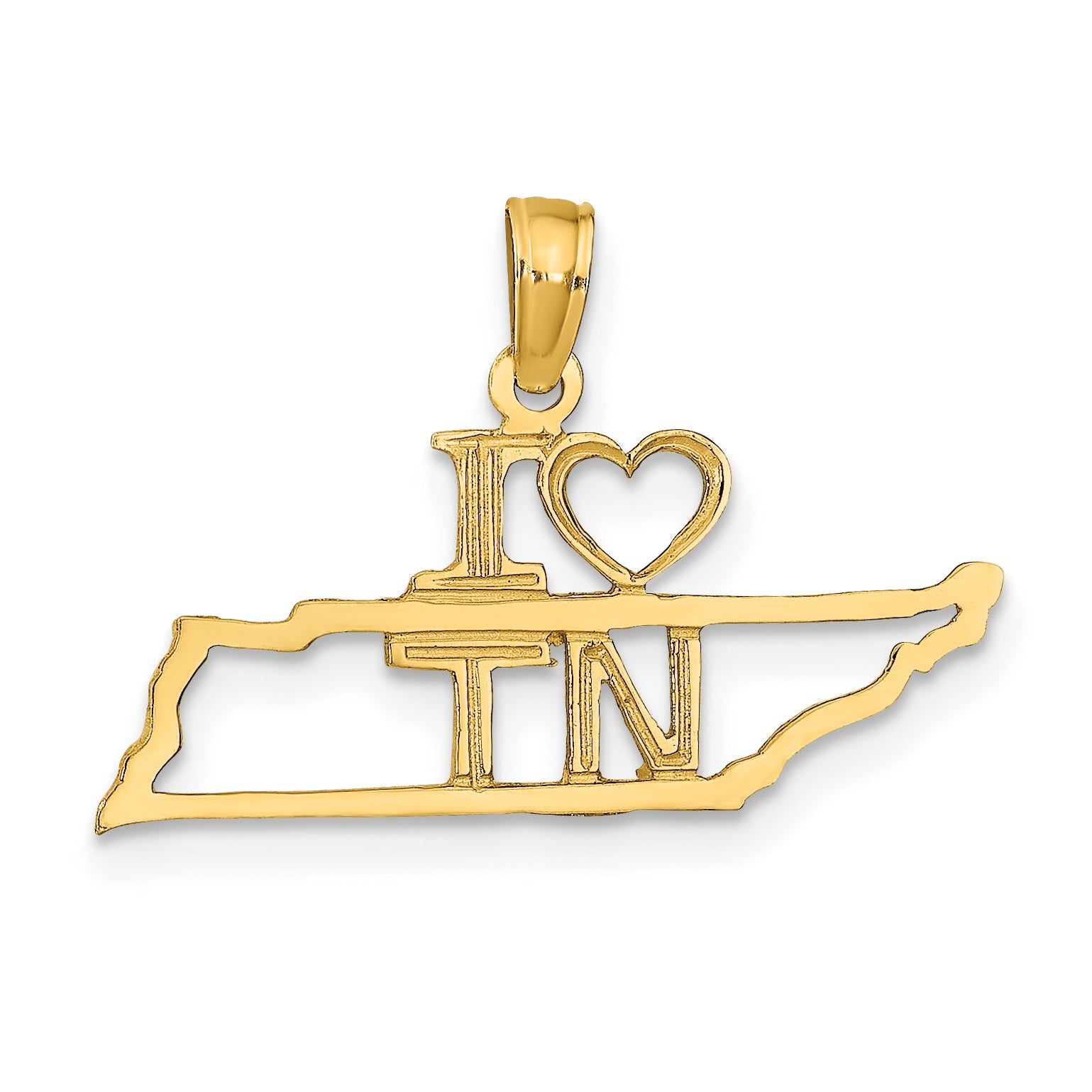 10K Yellow Gold 10K Solid Tennessee State Pendant