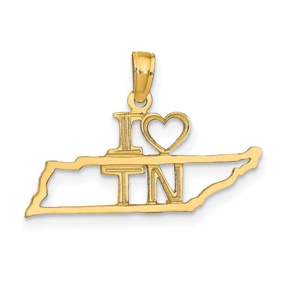 10K Yellow Gold 10K Solid Tennessee State Pendant