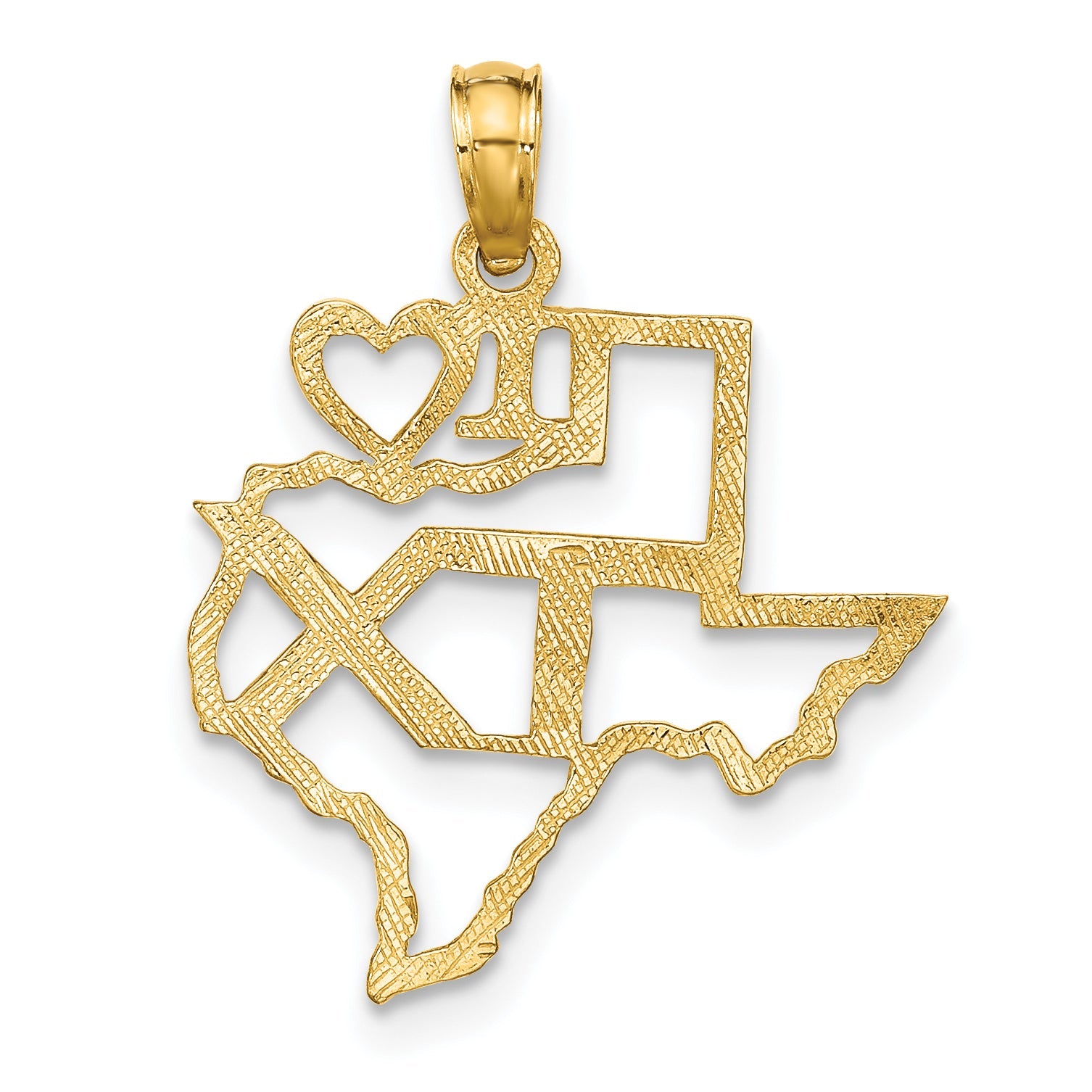 10K Yellow Gold 10K Solid Texas State Pendant