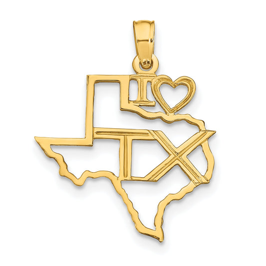 10K Yellow Gold 10K Solid Texas State Pendant