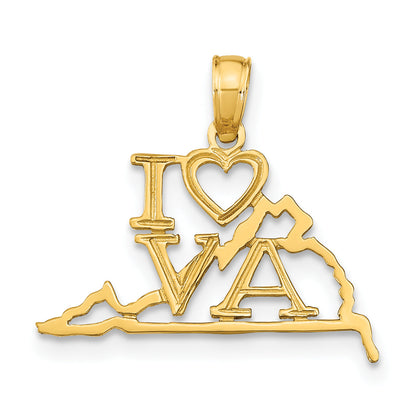 10K Yellow Gold 10K Solid Virginia State Pendant
