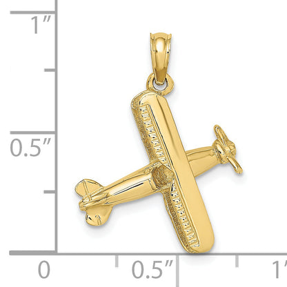 10K Yellow Gold 3-D Bi-Plane Charm