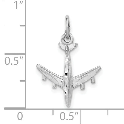 10K White Gold 3-D Airplane Charm