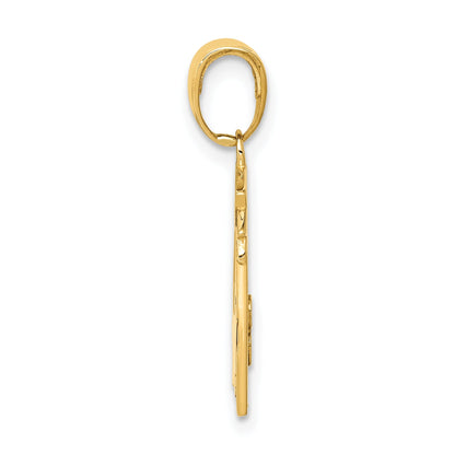 10K Yellow Gold Polished Flat-Backed Teacher Frame Pendant