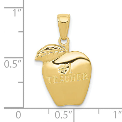 10K Yellow Gold #1 Teacher Apple Pendant