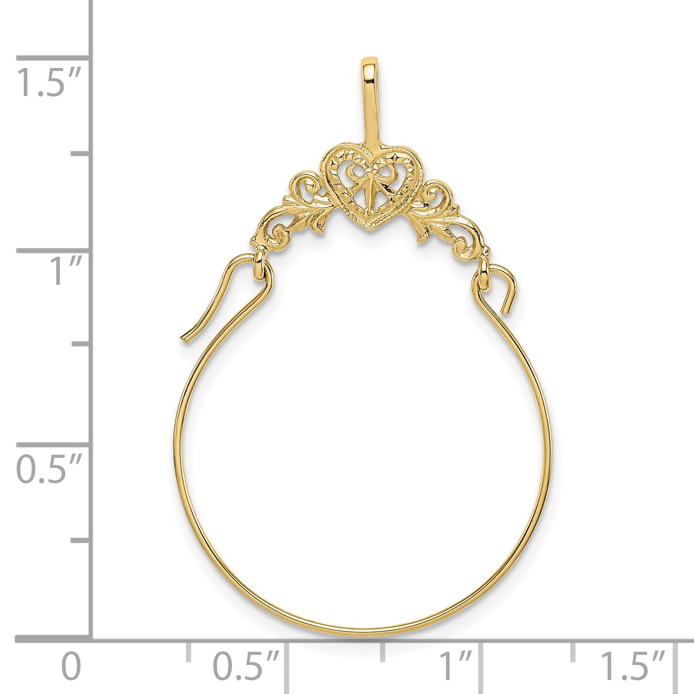 10K Yellow Gold Polished Filigree Heart Charm Holder