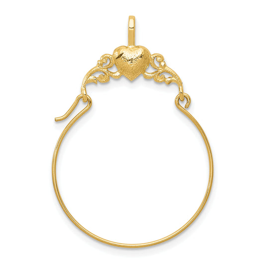 10K Yellow Gold Polished Heart Charm Holder