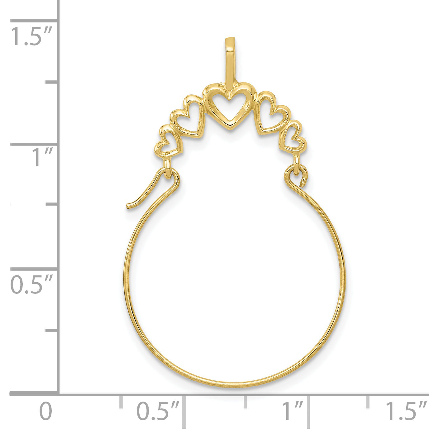 10K Yellow Gold Polished 5-Heart Charm Holder
