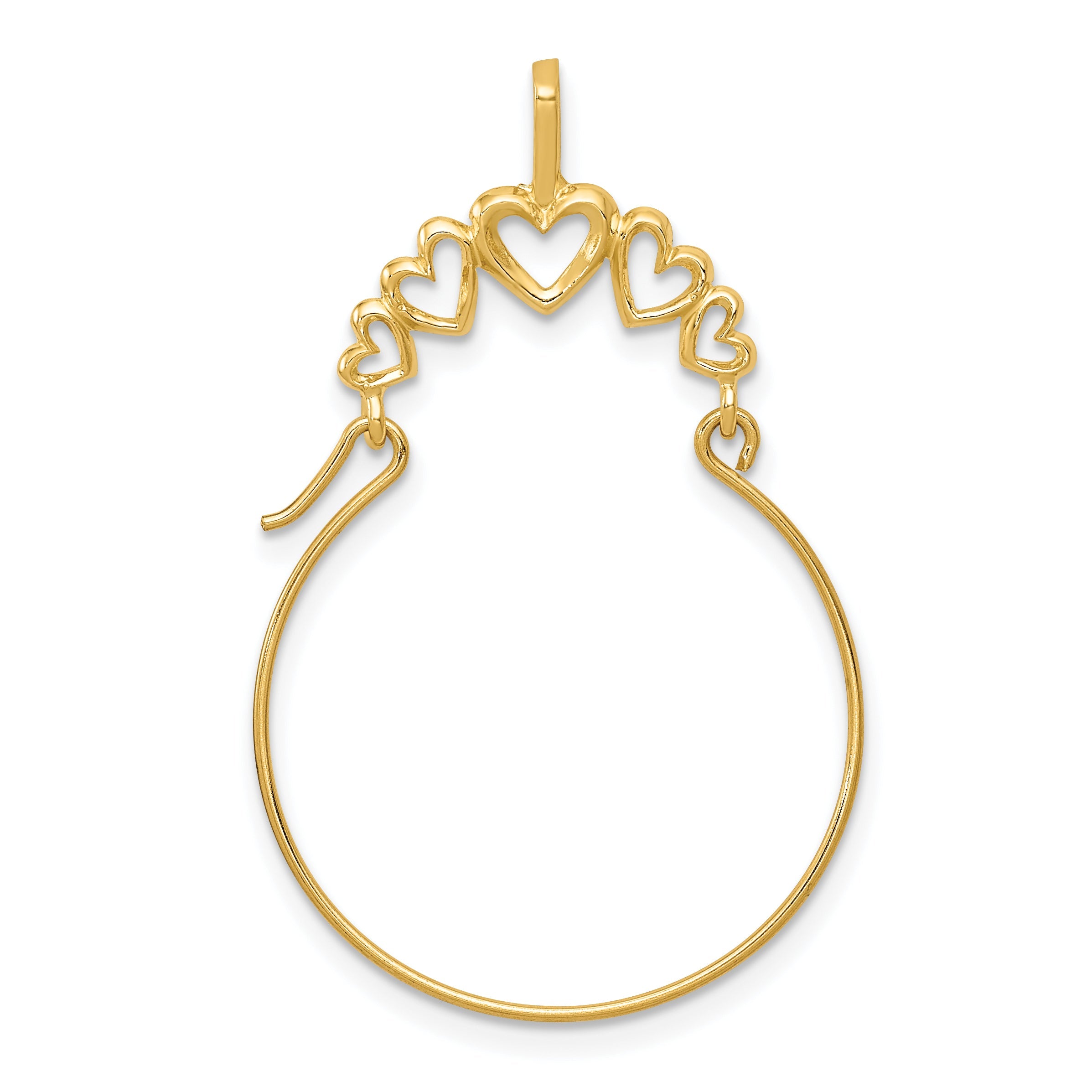 10K Yellow Gold Polished 5-Heart Charm Holder
