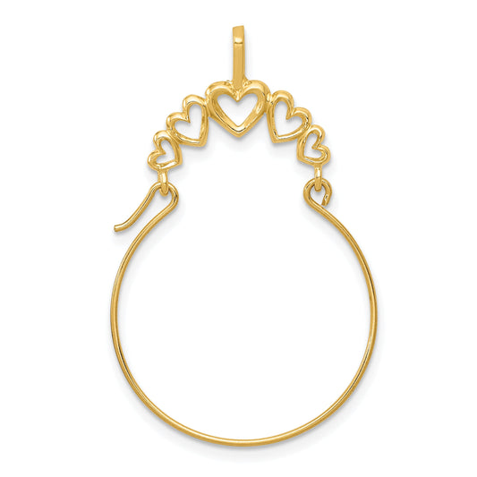 10K Yellow Gold Polished 5-Heart Charm Holder