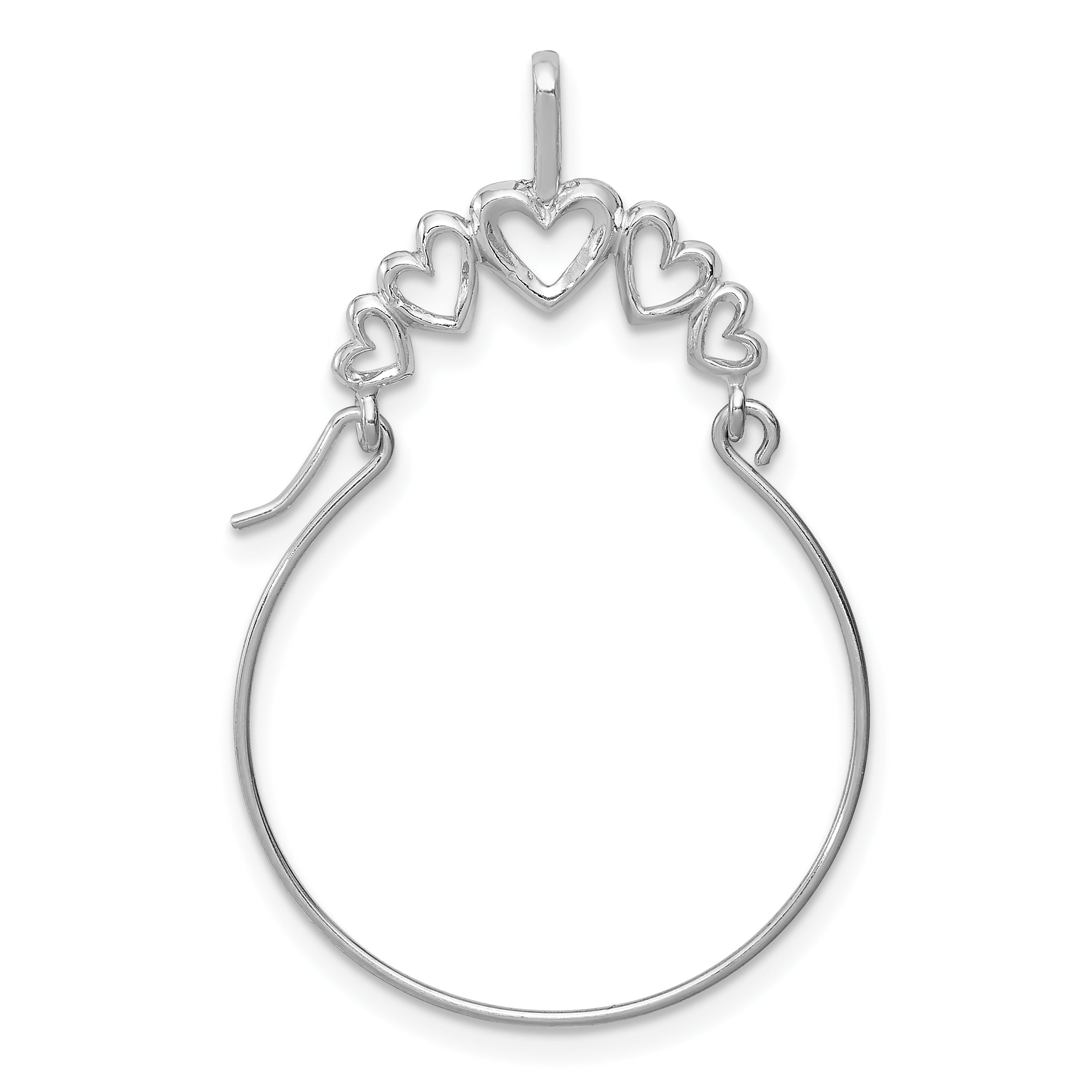 10K White Gold Polished 5-Heart Charm Holder
