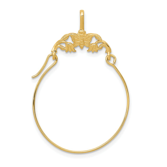 10K Yellow Gold Polished Butterflies Charm Holder