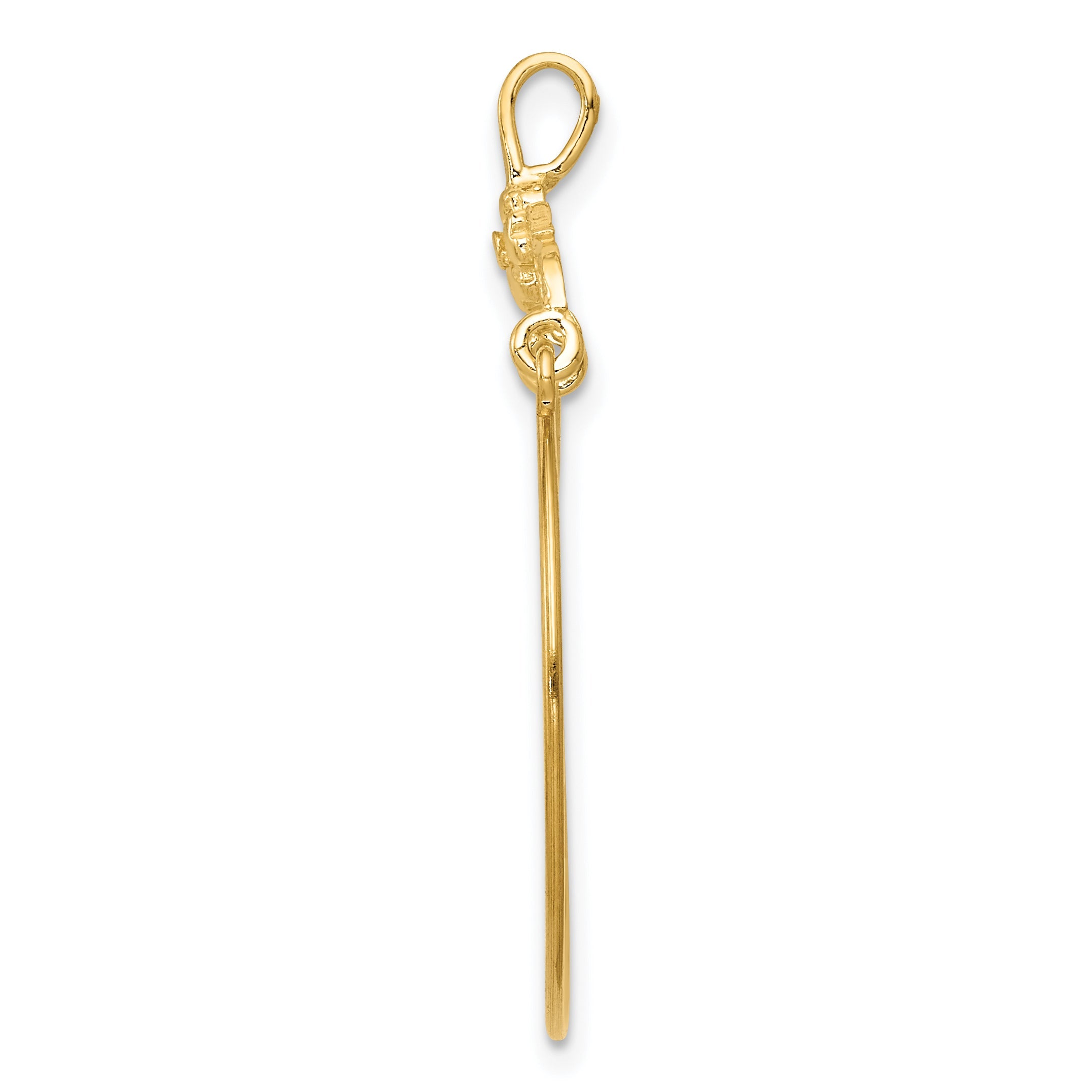10K Yellow Gold Polished Floral Charm Holder