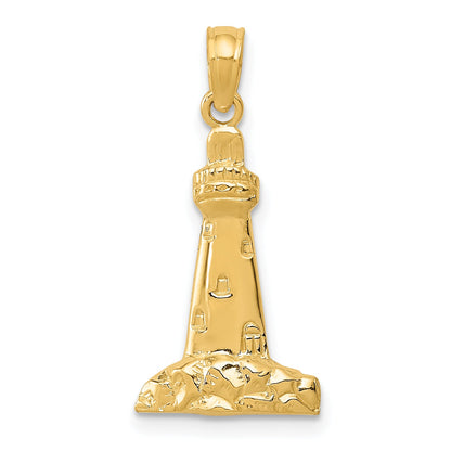 10K Yellow Gold Lighthouse Pendant