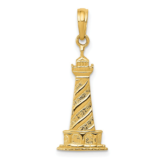 10K Yellow Gold Lighthouse Pendant