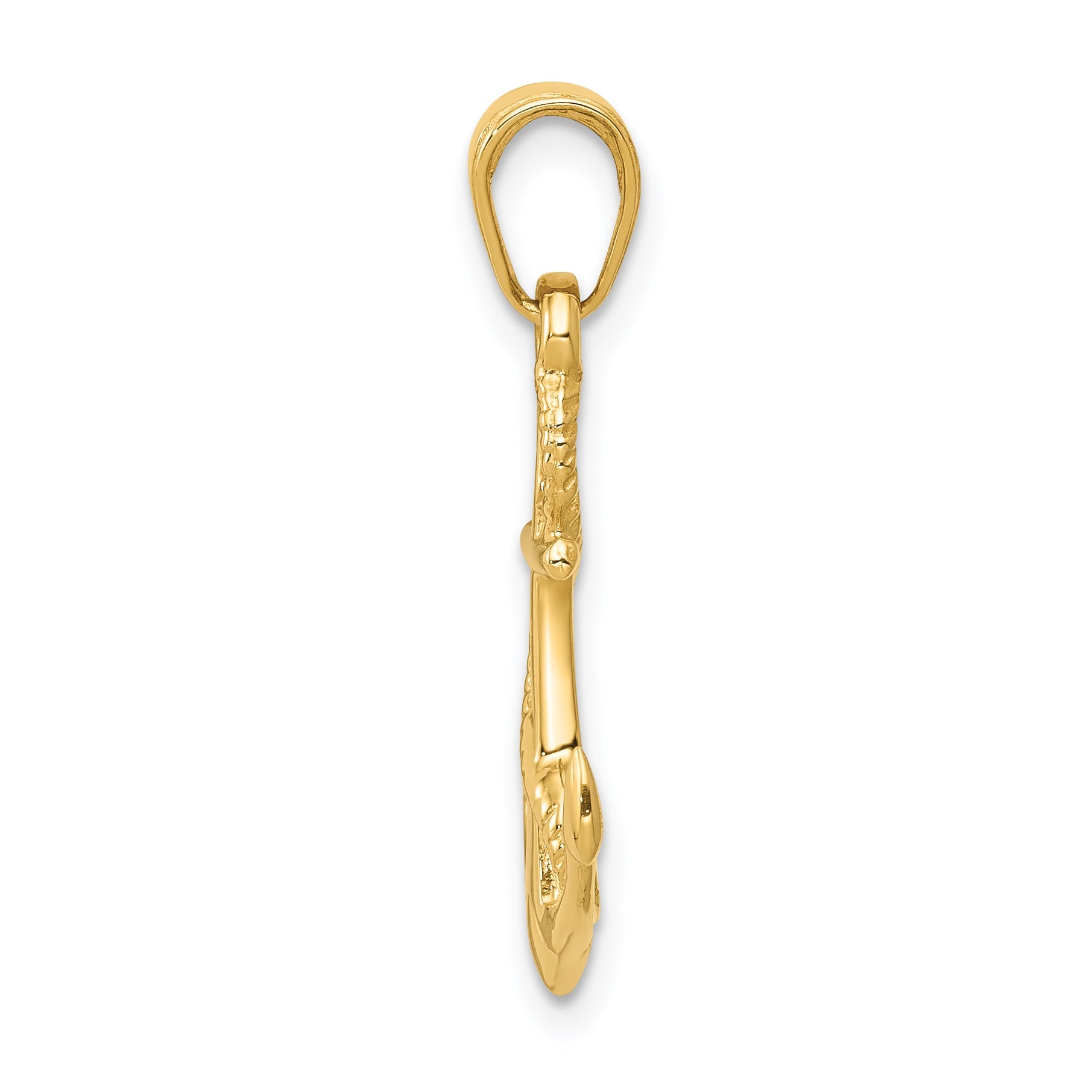 10K Yellow Gold 10K Solid Polished 3-D Anchor Pendant