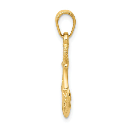 10K Yellow Gold 10K Solid Polished 3-D Anchor Pendant