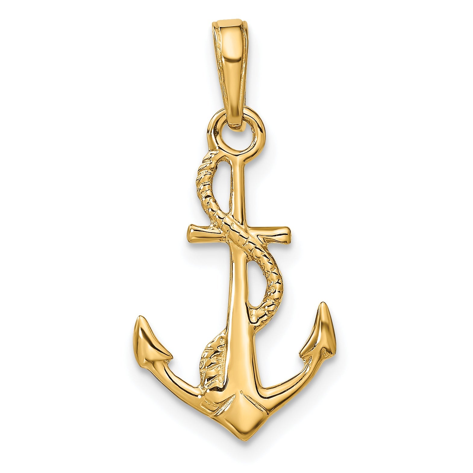 10K Yellow Gold 10K Solid Polished 3-D Anchor Pendant