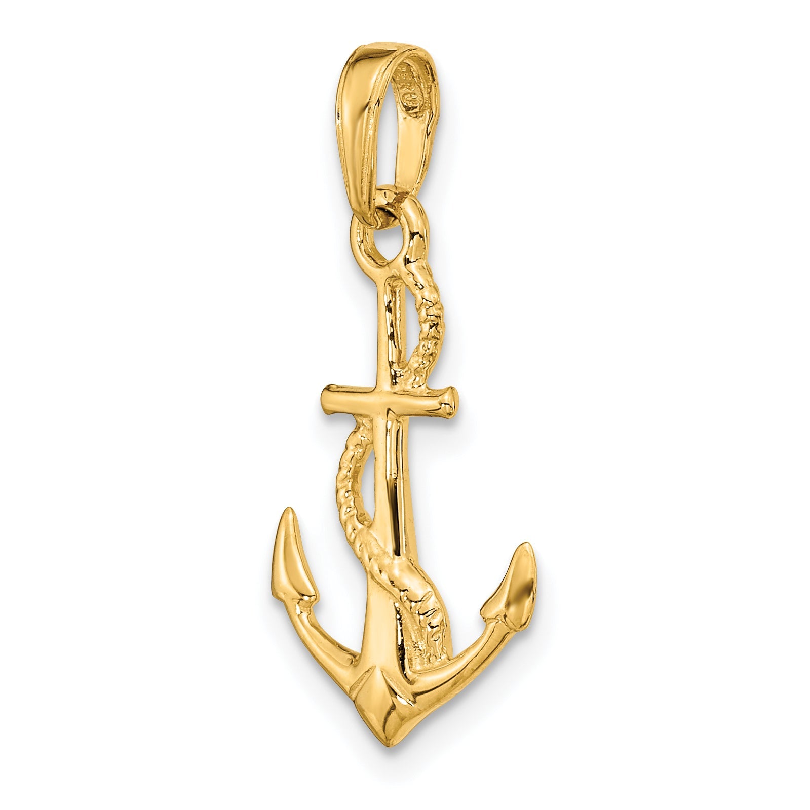 10K Yellow Gold 10K Solid Polished 3-D Anchor Pendant
