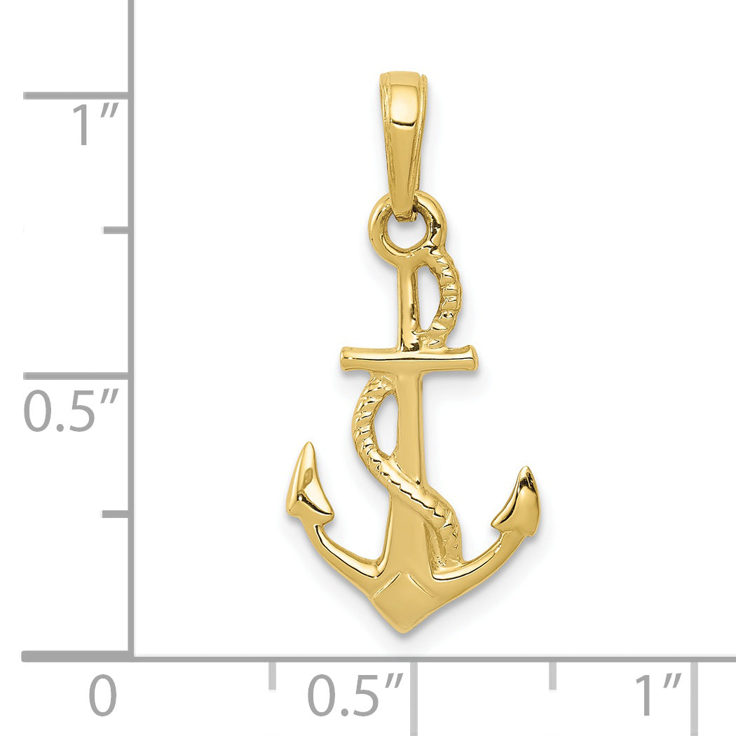 10K Yellow Gold 10K Solid Polished 3-D Anchor Pendant