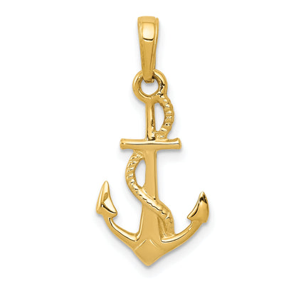 10K Yellow Gold 10K Solid Polished 3-D Anchor Pendant