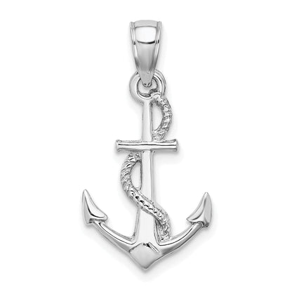 10K White Gold 10K Solid Polished 3-D Anchor Pendant