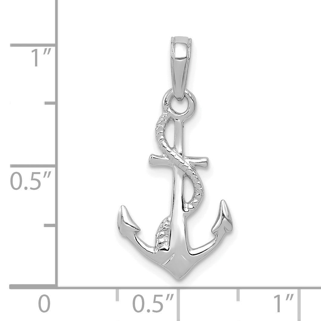 10K White Gold 10K Solid Polished 3-D Anchor Pendant