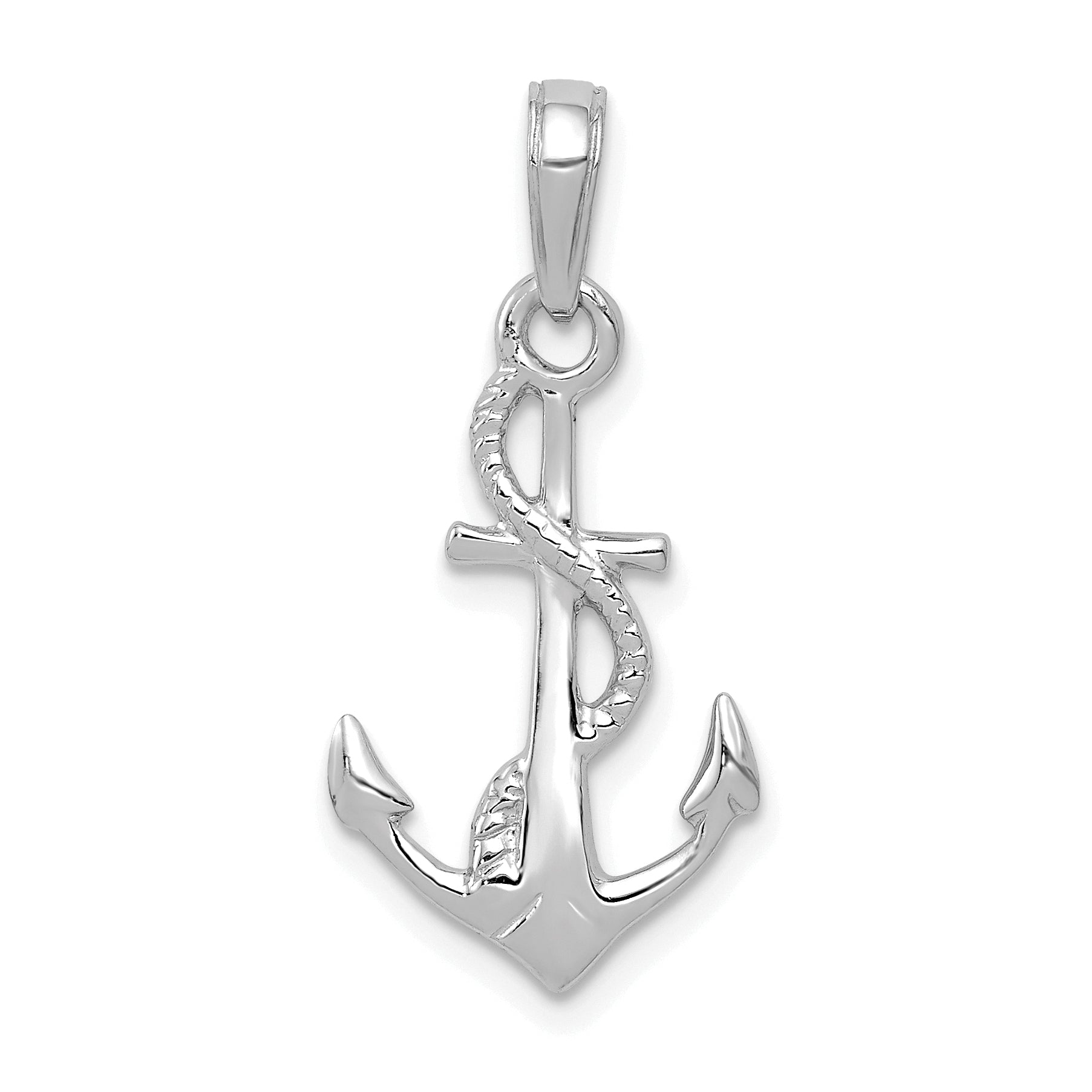 10K White Gold 10K Solid Polished 3-D Anchor Pendant