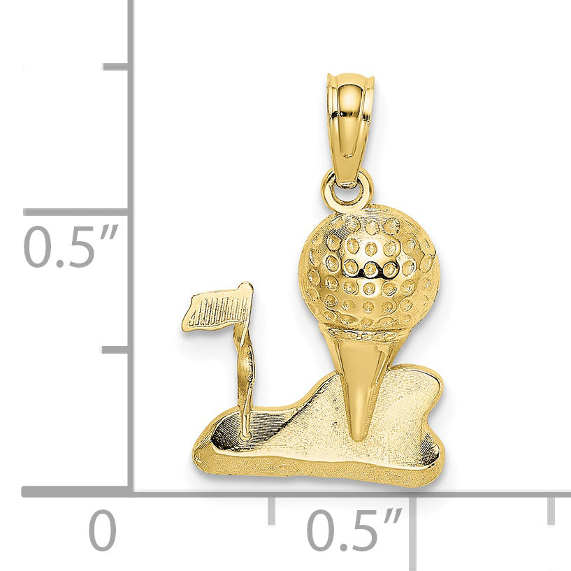 10K Yellow Gold Solid Polished Golfing Charm
