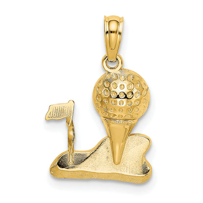 10K Yellow Gold Solid Polished Golfing Charm