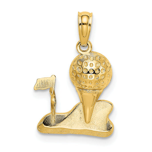 10K Yellow Gold Solid Polished Golfing Charm