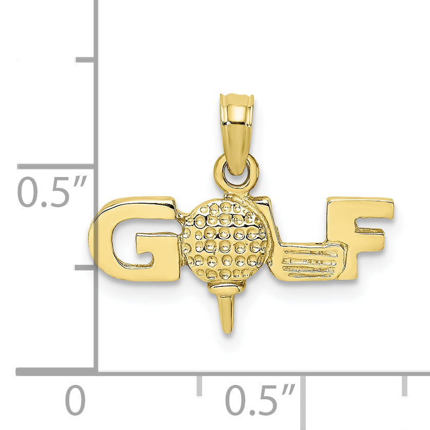 10K Yellow Gold 10K Solid Polished Golf Pendant