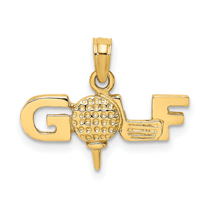10K Yellow Gold 10K Solid Polished Golf Pendant