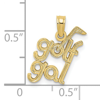 10K Yellow Gold 10K Solid Polished Golf Gal Charm